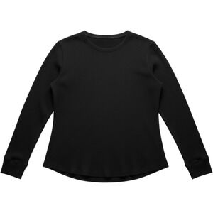 Gap Shirt Womens Medium Black Crew Neck Long Sleeve Thermal Cotton Knit Top
